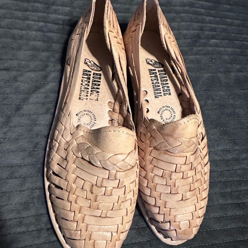 Handwoven Leather Huarache Slip-On - Tan